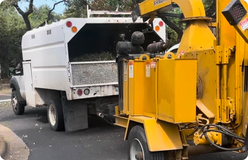 A truck during tree service in Austin, TX